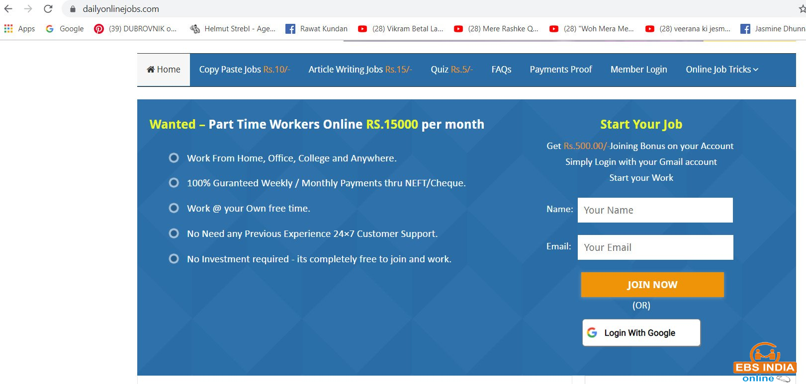 	We are Hiring - Earn Rs.15000/- Per month - Simple Copy Pas